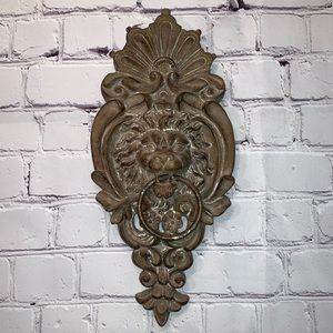 Taupe Resin Lion Knocker Wall Decor